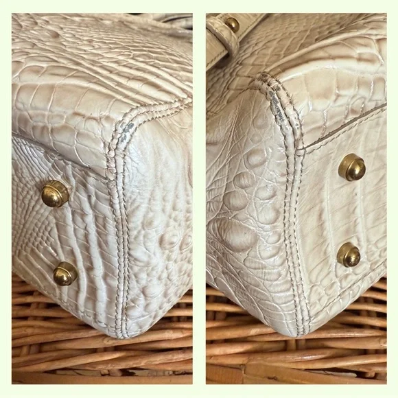 Brahmin Mini Arno Melbourne Beige Leather Satchel Handbag Shoulder Bag - Picture 5 of 9